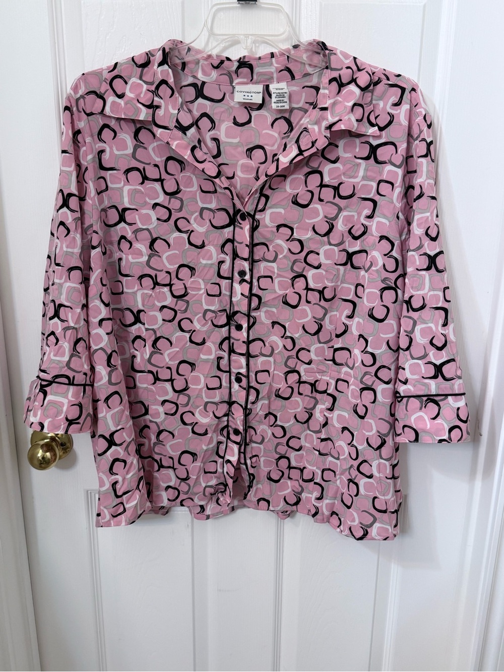 Covington Pink Patterned Button-Up Blouse